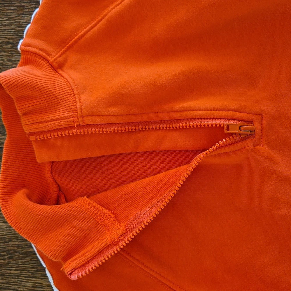 Janie & Jack Orange Sweatshirt With White Lace Detail On Sleeves, Girls Size 3 - Picture 3 of 9